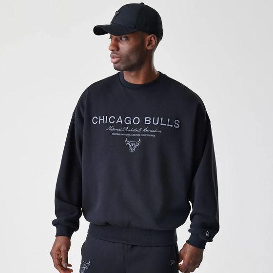 NBA CHICAGO BULLS LINEAR CREW NECK SWEATER 'BLACK'